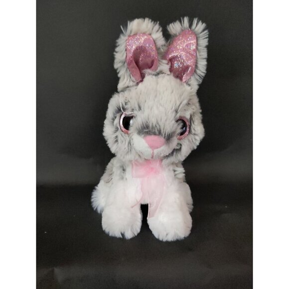 Tom's Toys Other - Tom's toy bunny rabbit plush toy stuffed animal glitter ears eyes gray white 8"